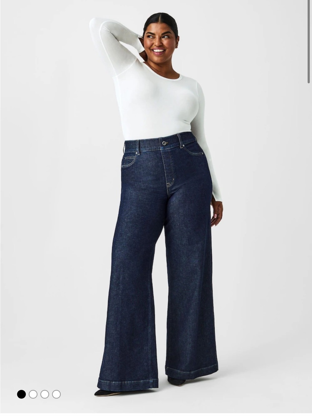 SPANX Dark Indigo Wide-Leg High-Rise Jeans size L
